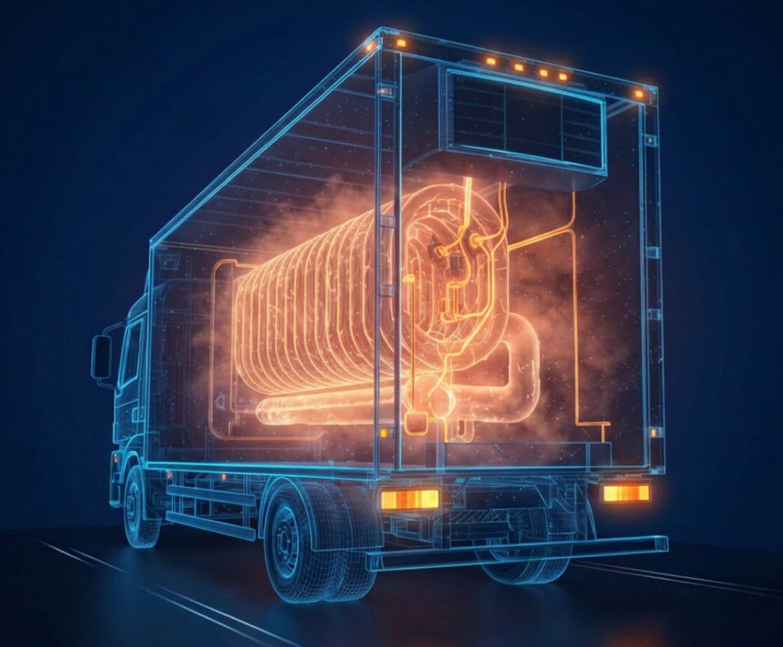 Heated transport truck with thermal-system visualization