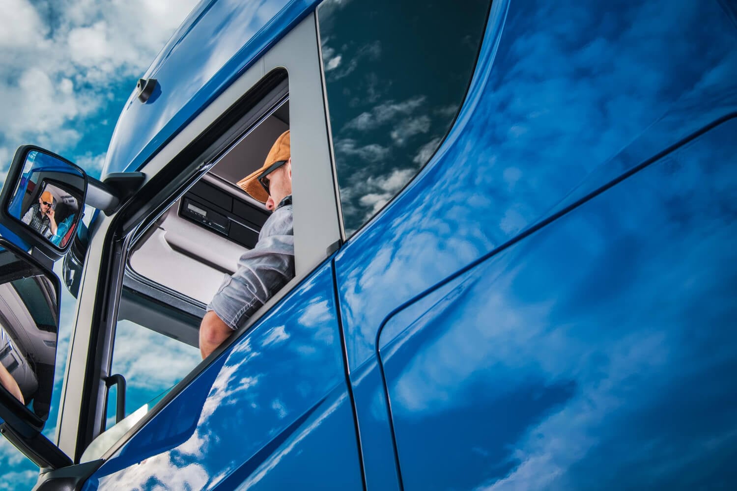 Driver in the cabin during morning departure